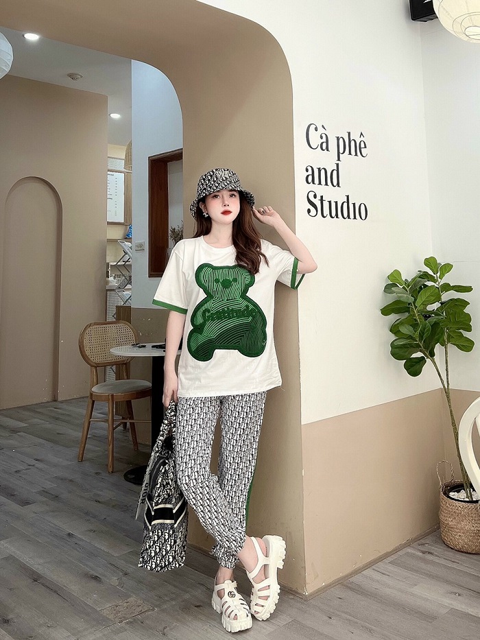 BỘ THỜI TRANG PHỐI HỌA TIẾT FENDI THÊU CAO CẤP-BTN432